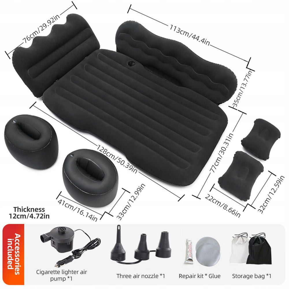 INFLATABLE MATTRESS BED FOR CAR + PUMP COMFORTABLE AND PORTABLE Color black
