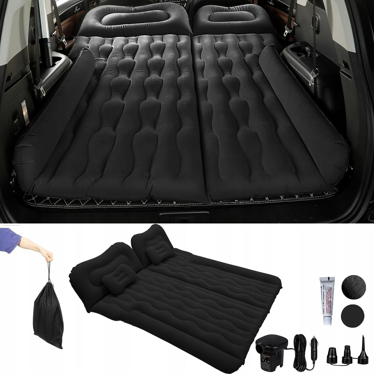 INFLATABLE MATTRESS BED FOR CAR TO SLEEP + PUMP LARGE CAR SUV SET
