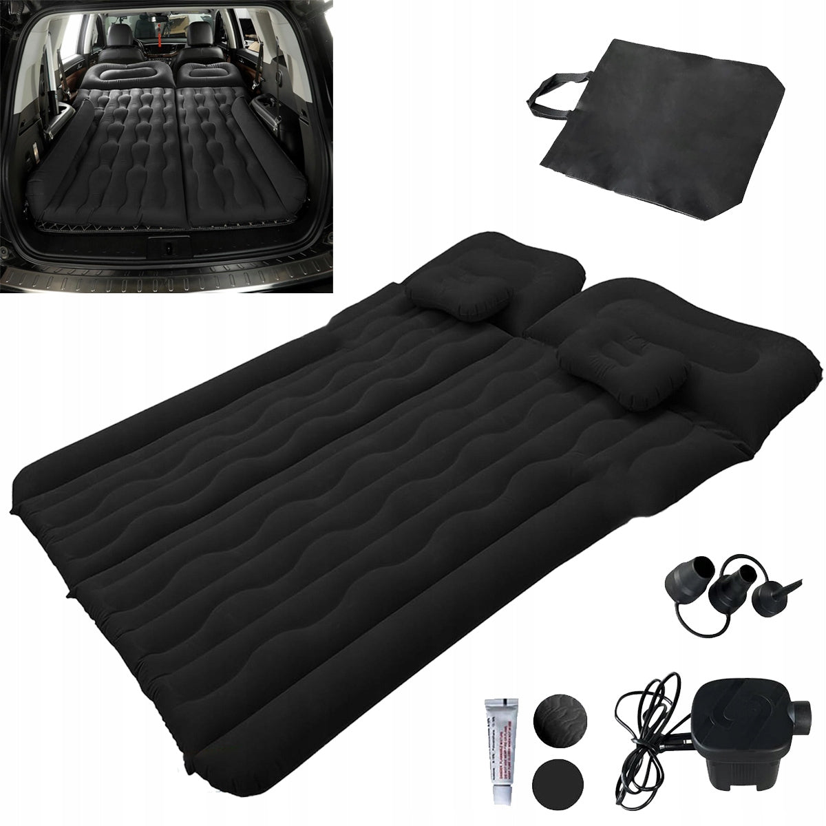 INFLATABLE MATTRESS BED FOR CAR WITH PUMP COVER