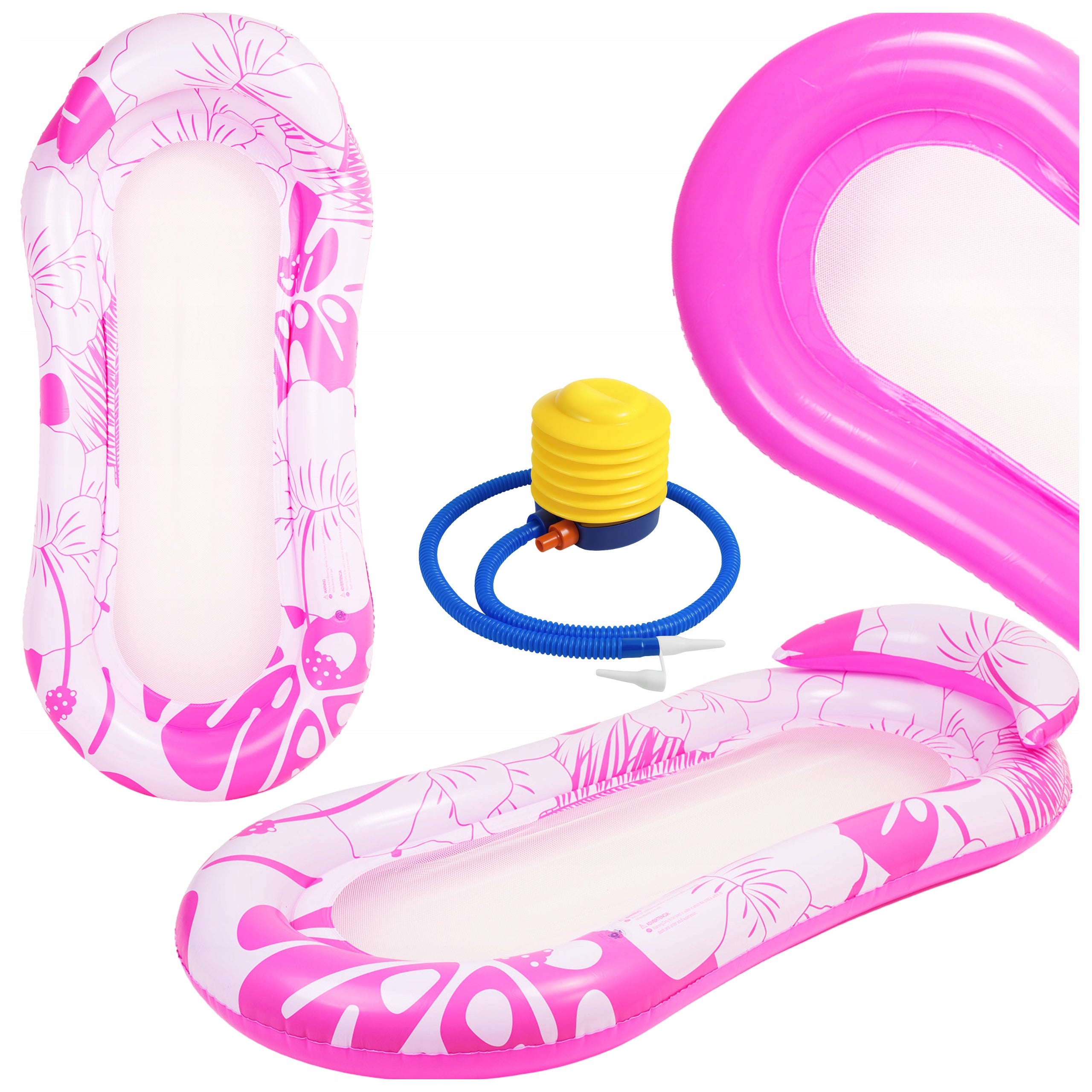 INFLATABLE MATTRESS FOR SWIMMING WATER BEACH WITH MESH SUN LOUNGER FOR BEACH PUMP