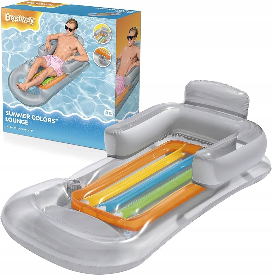 INFLATABLE MATTRESS LOUNGER ARMCHAIR WITH BEACH BACKREST FOR SWIMMING SUNBATHING POOL Brand Bestway
