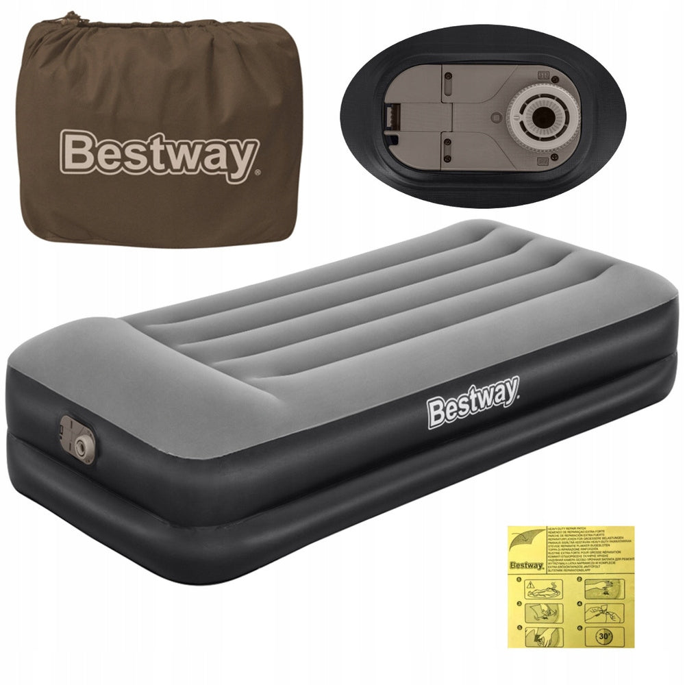 INFLATABLE MATTRESS WITH ELECTRIC PUMP 191x97x46 BED BESTWAY 1-person 67401