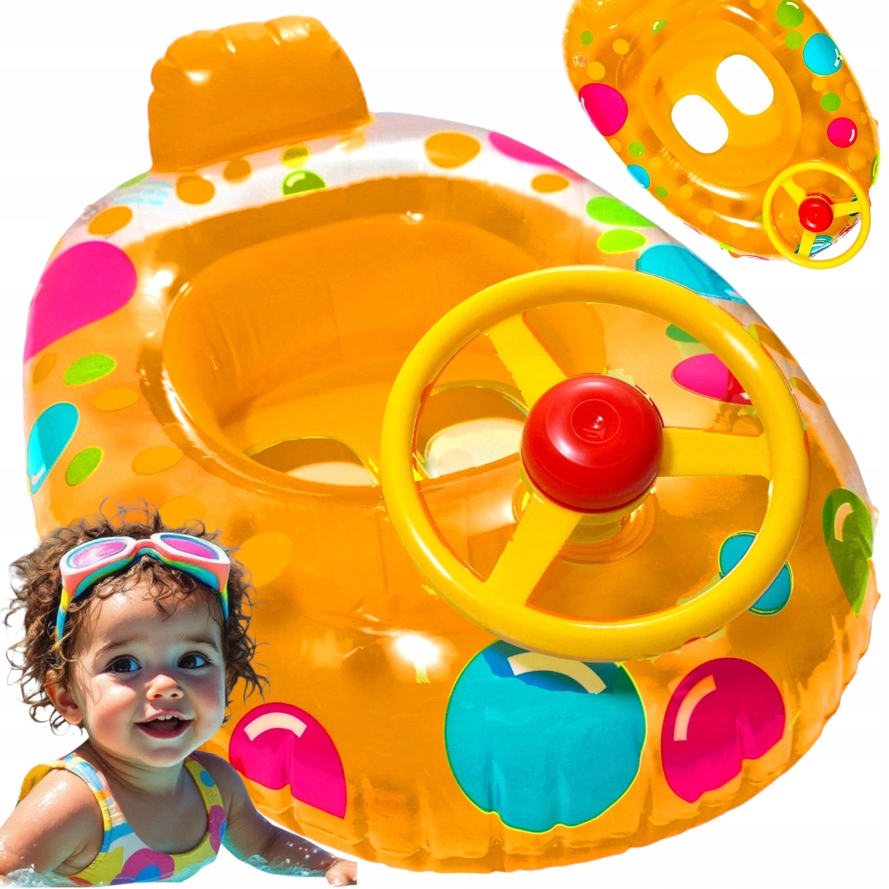 INFLATABLE PONTOON FOR CHILDREN AUTO HORN STEERING WHEEL VEHICLE BOAT SEAT Packaging status original