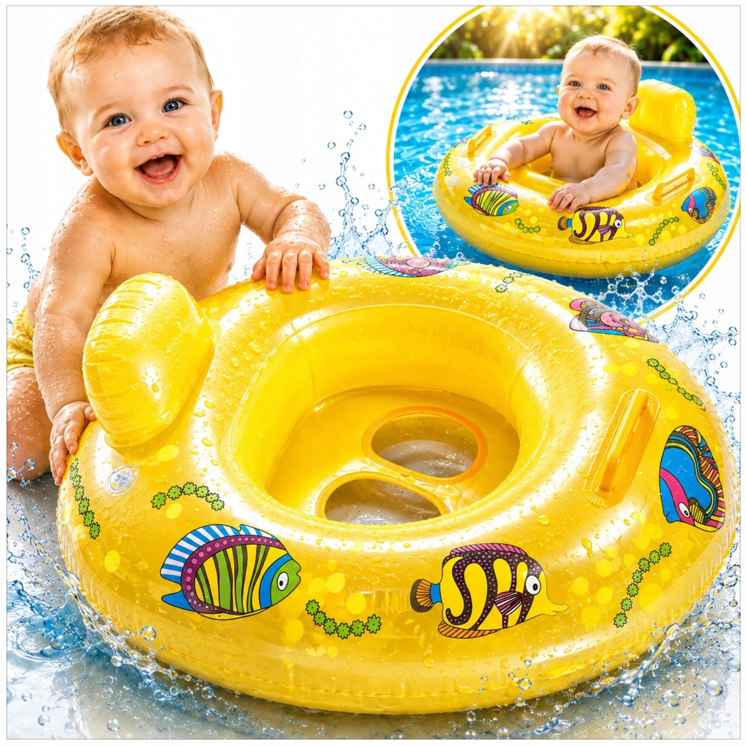 INFLATABLE PONTOON FOR CHILDREN FOR POOL PONTOON FOR WATER SEAT HOLDER 65x45