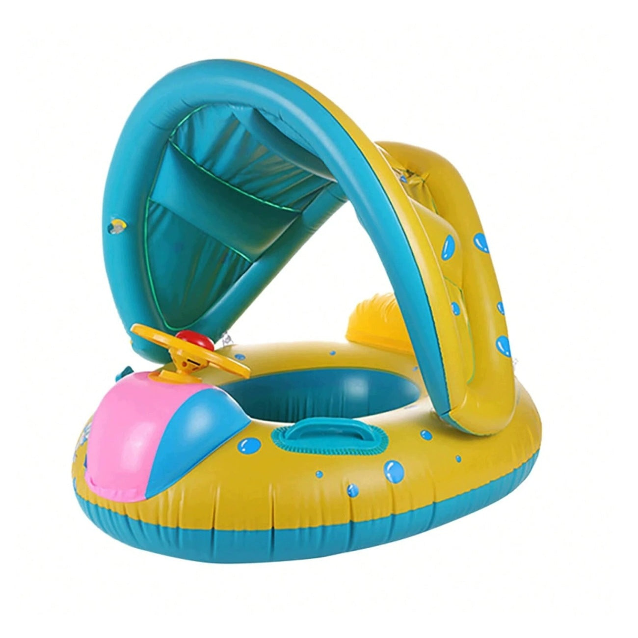 INFLATABLE PONTOON FOR KIDS WITH VISOR SWIMMING WHEEL BOAT FOR KIDS Packaging status original