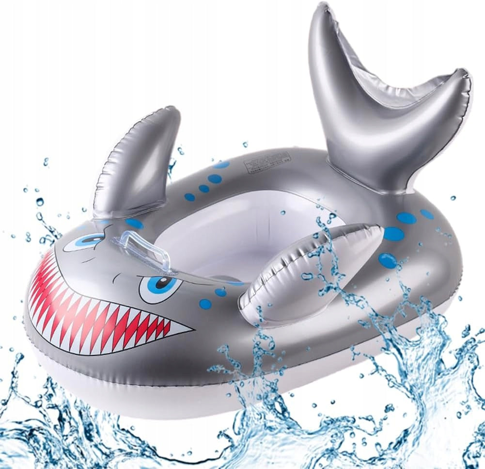 INFLATABLE PONTOON WHEEL FOR KIDS WITH WATER SWIMMING SEAT SHARK HANDLE Model Koło do pływania dla dziecka nad wodę basen