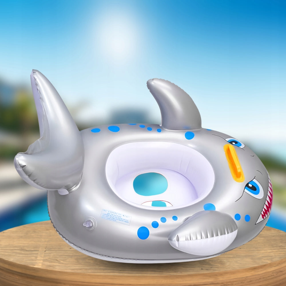 INFLATABLE PONTOON WHEEL FOR KIDS WITH WATER SWIMMING SEAT SHARK HANDLE Product width 50 cm