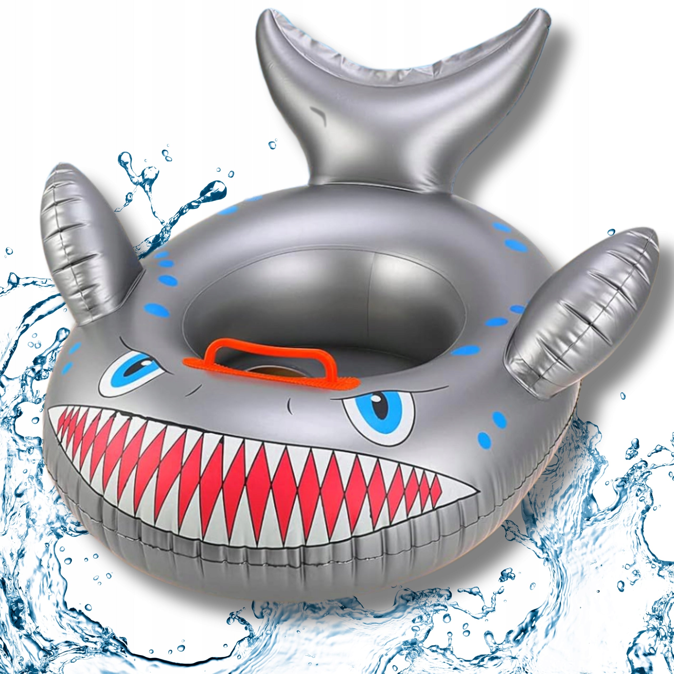 INFLATABLE PONTOON WHEEL FOR KIDS WITH WATER SWIMMING SEAT SHARK HANDLE