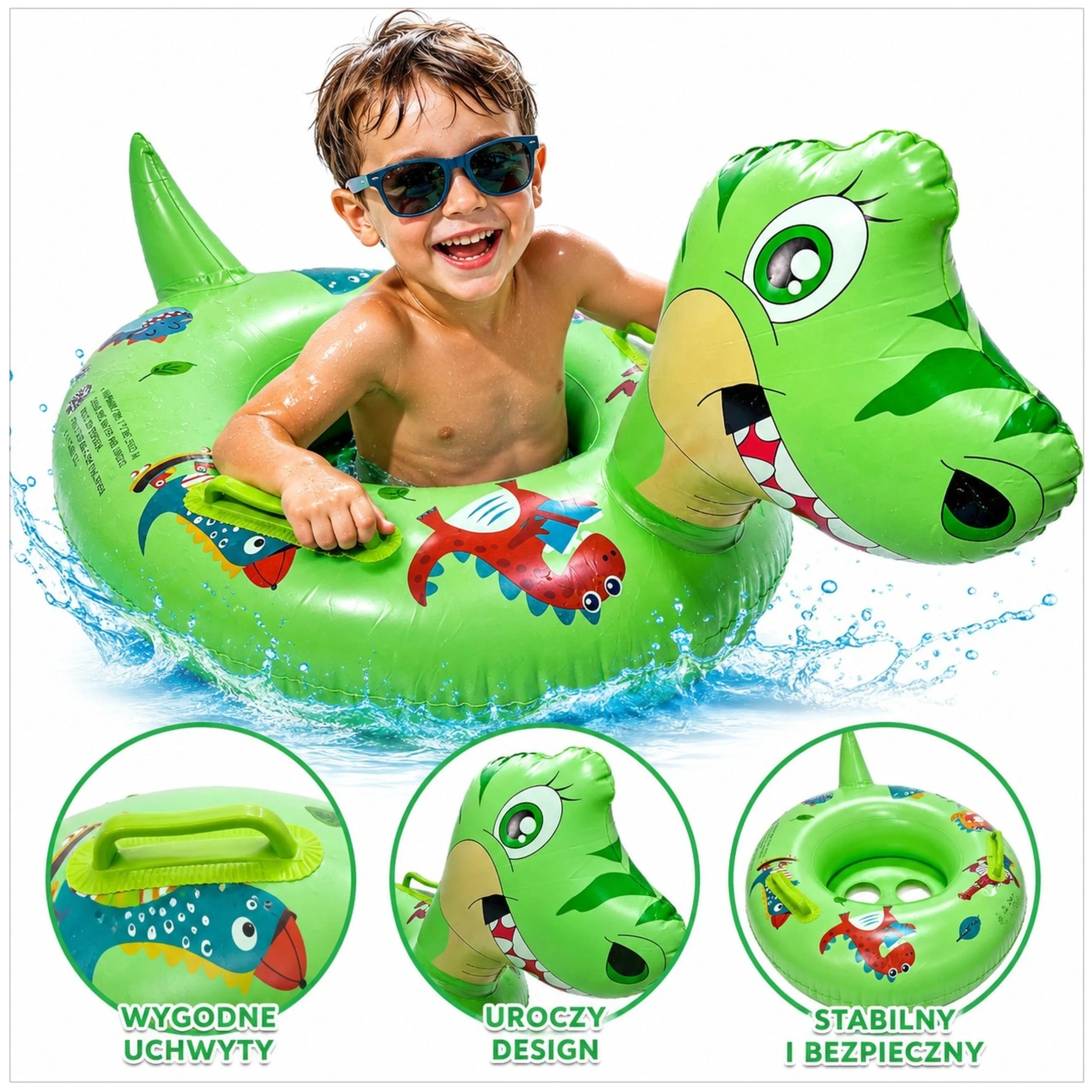 INFLATABLE PONTOON WITH CHILDREN'S SEAT DINOSAUR SWIMMING SEAT XL Kid's age 12+ months