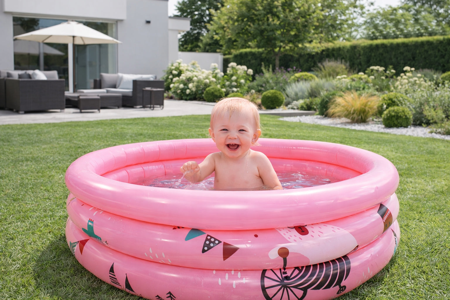 INFLATABLE POOL FOR CHILDREN Pink 75 cm Garden 3 rings for Terrace Brand no brand