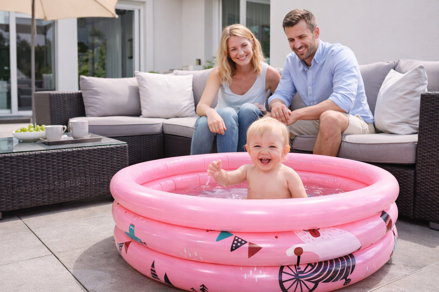 INFLATABLE POOL FOR CHILDREN Pink 75 cm Garden 3 rings for Terrace Manufacturer code różowy 75cm