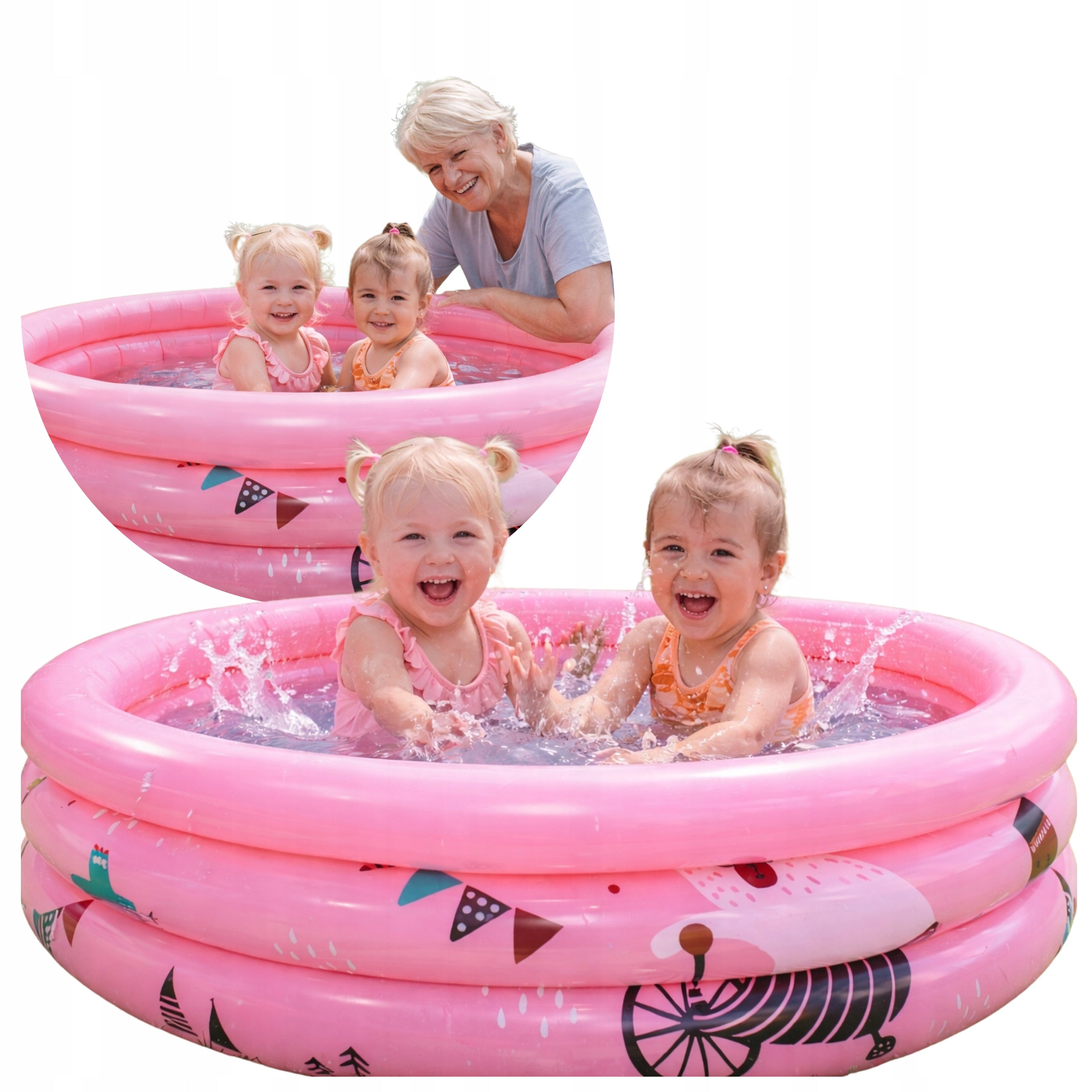 INFLATABLE POOL FOR CHILDREN Pink 75 cm Garden 3 rings for Terrace