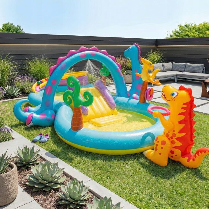 INFLATABLE POOL FOR CHILDREN WATER SQUARE TOYS WITH SLIDE SPRINKLER INTEX Brand Intex