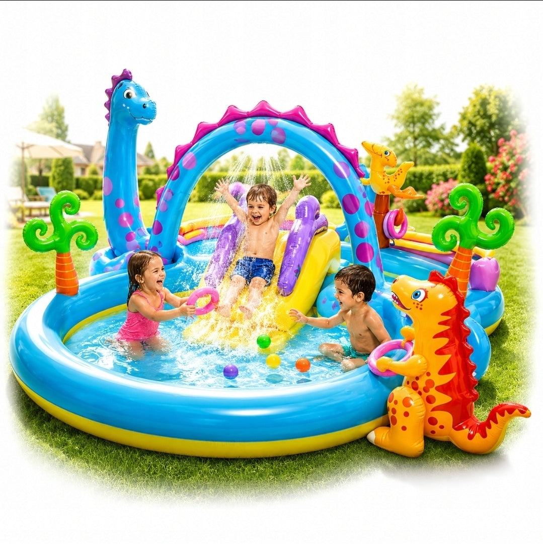 INFLATABLE POOL FOR CHILDREN WATER SQUARE TOYS WITH SLIDE SPRINKLER INTEX