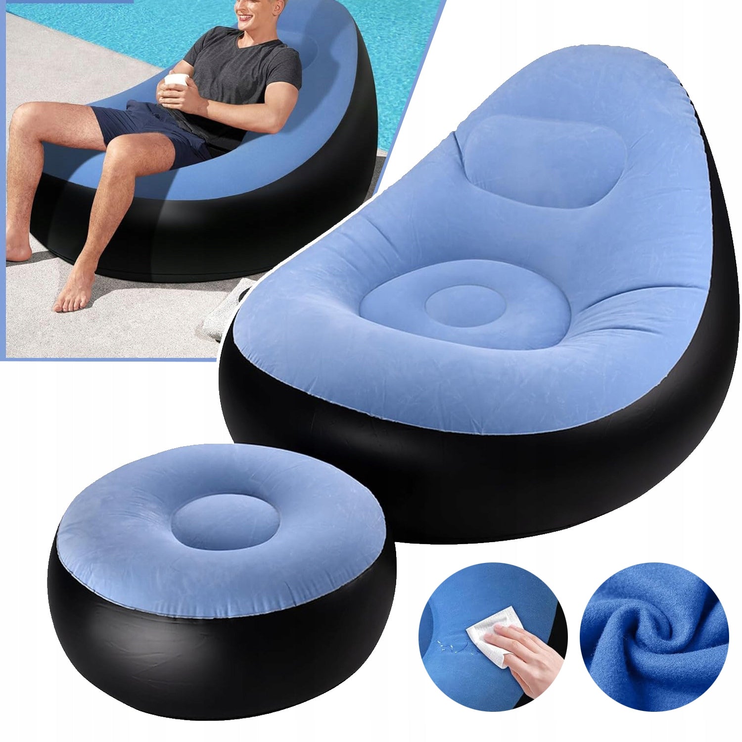 INFLATABLE SOFA CAMPING PORTABLE INFLATABLE CHAIR AND BEACH FOOTREST