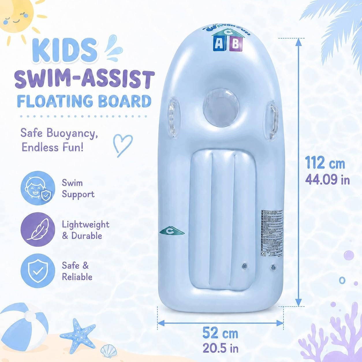 INFLATABLE SURFBOARD FOR CHILDREN 112X52 CM BODYBOARD Brand no brand