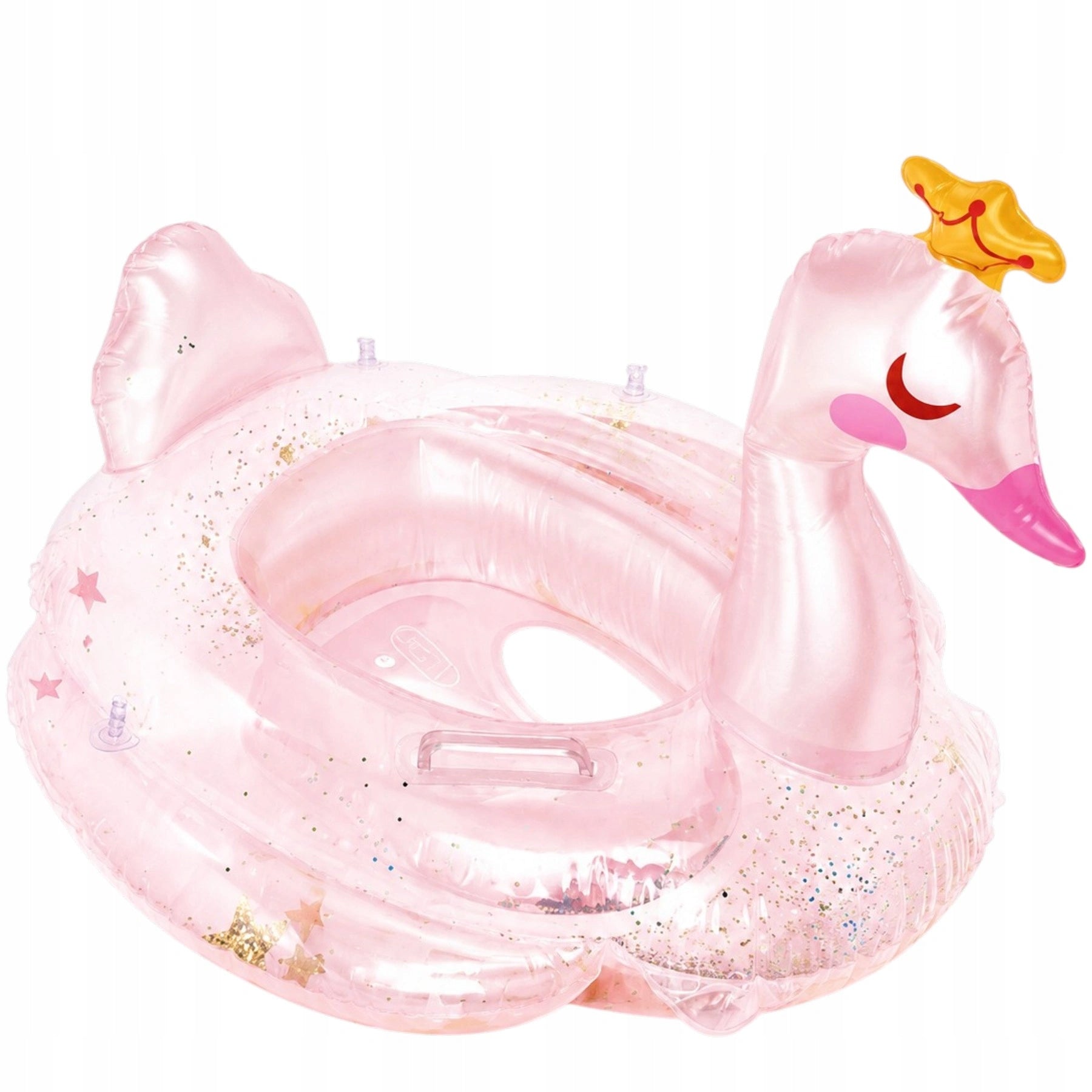 INFLATABLE SWAN SWIMMING WHEEL INFLATABLE WITH GLITTER FOR KIDS HANDLES Product width 65 cm
