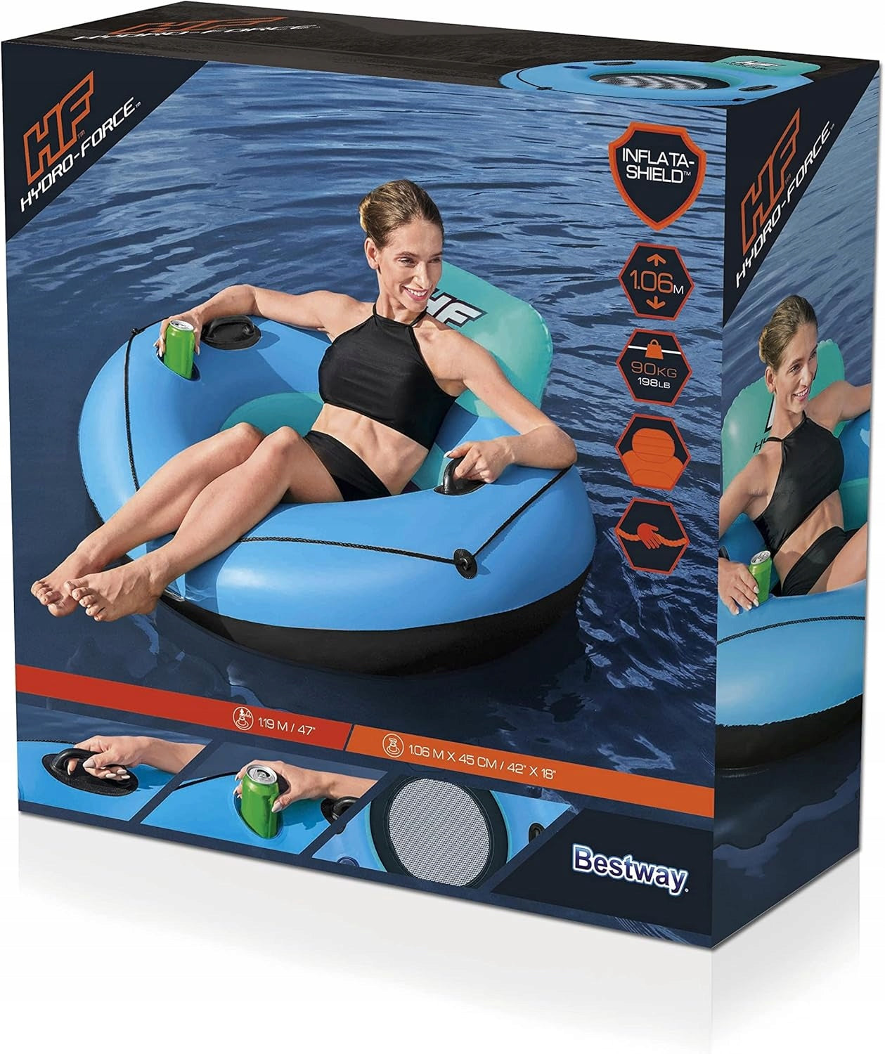 INFLATABLE SWIMMING WHEEL Ø 119 CM CUP HOLDER Model Nadmuchiwane koło Bestway Ø 119 cm