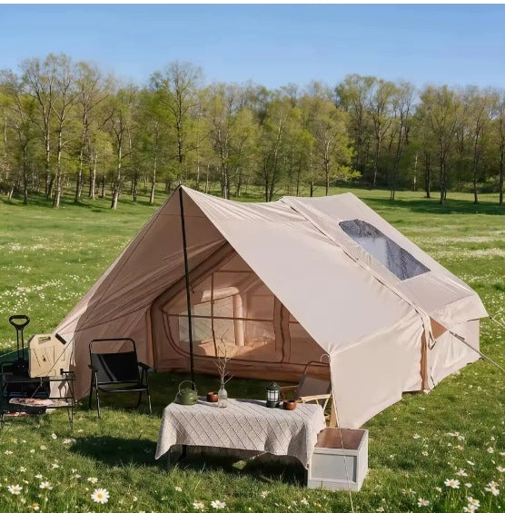 INFLATABLE TENT BEIGE GLAMPING 3x2m 3-5 PEOPLE HIGH 2m + PUMP Packaging status original