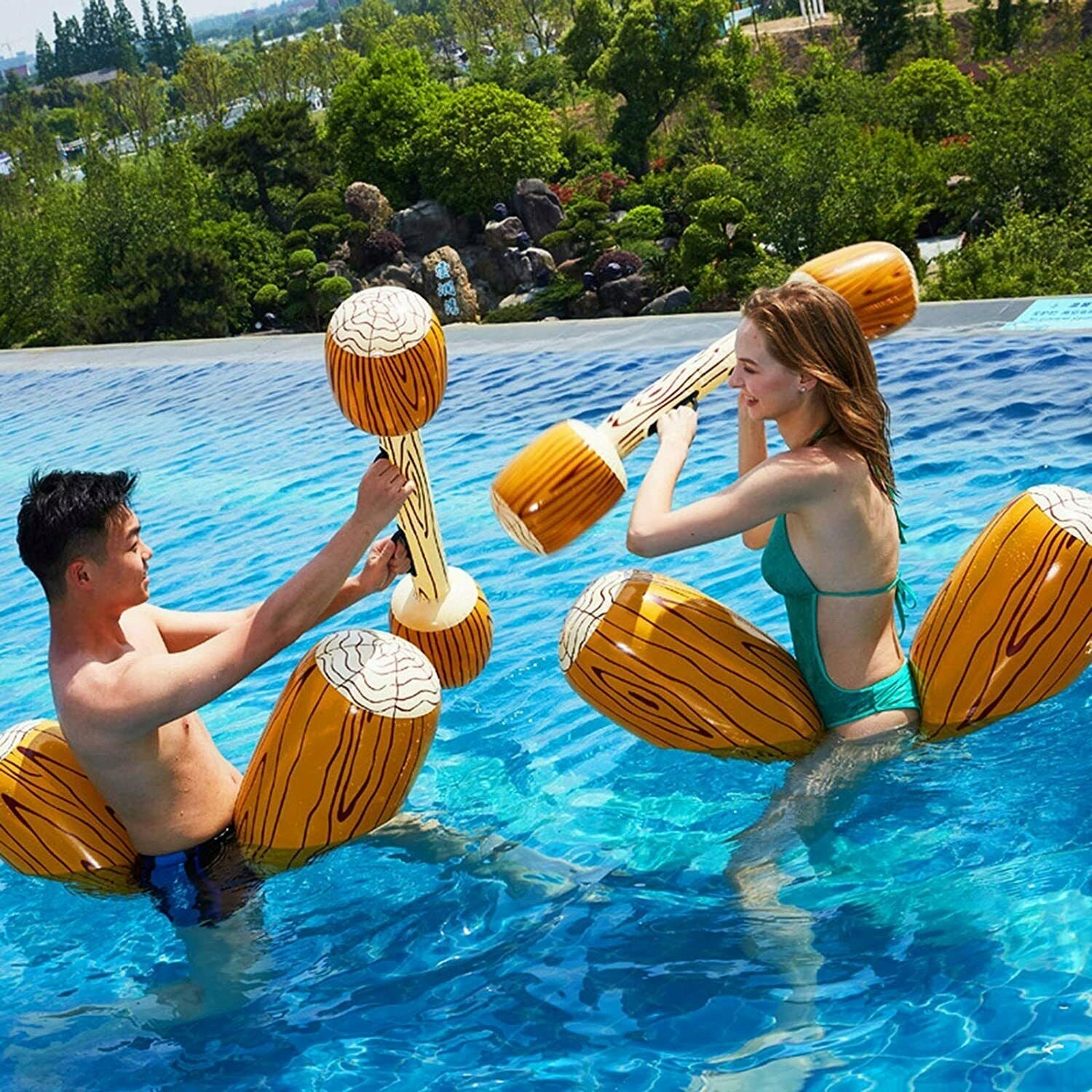 INFLATABLE TOYS WOOD PONTOON FOR KIDS POOL ADULT WITH PADDLES 4PCS EAN (GTIN) 0886545185774