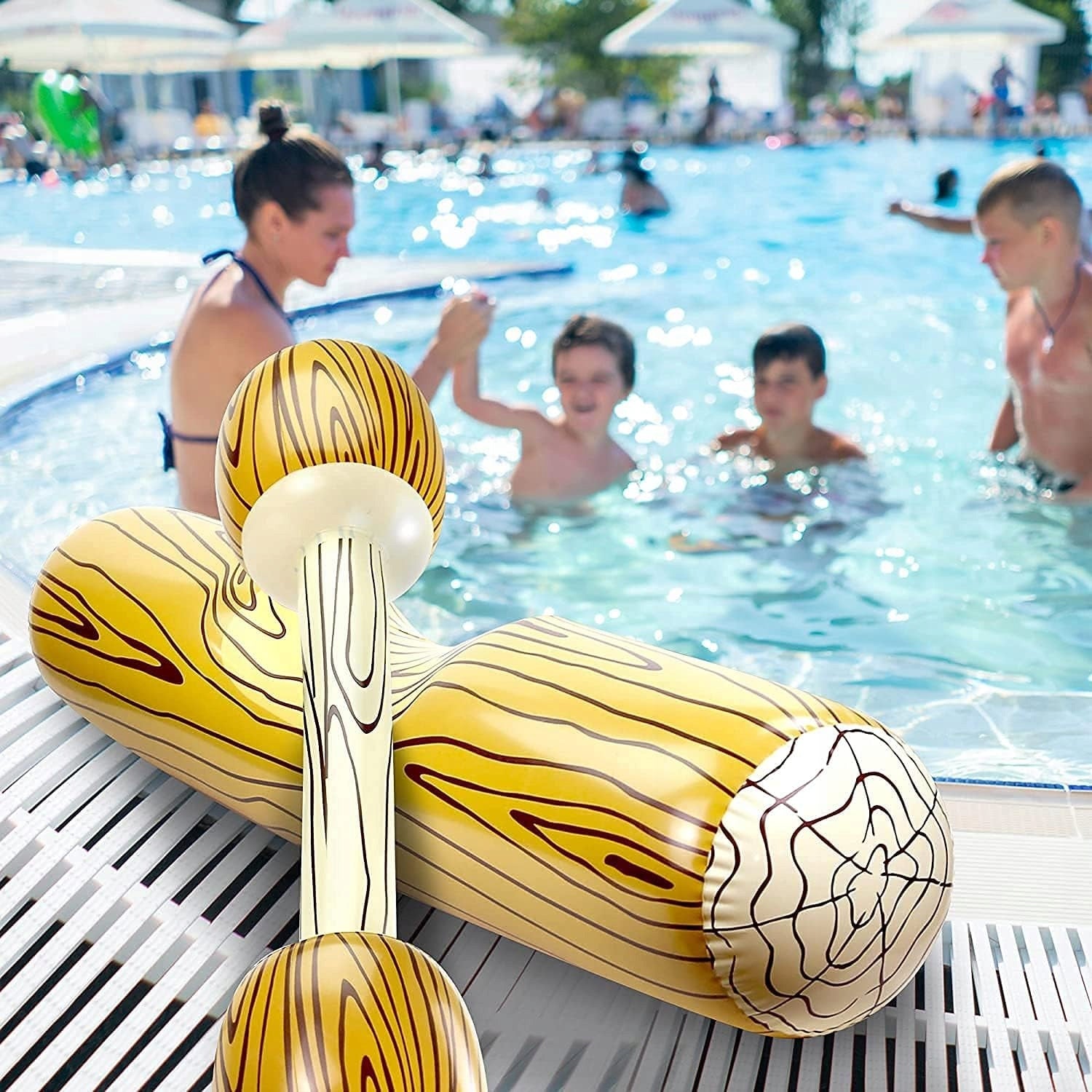 INFLATABLE TOYS WOOD PONTOON FOR KIDS POOL ADULT WITH PADDLES 4PCS Kid's age 6+ years