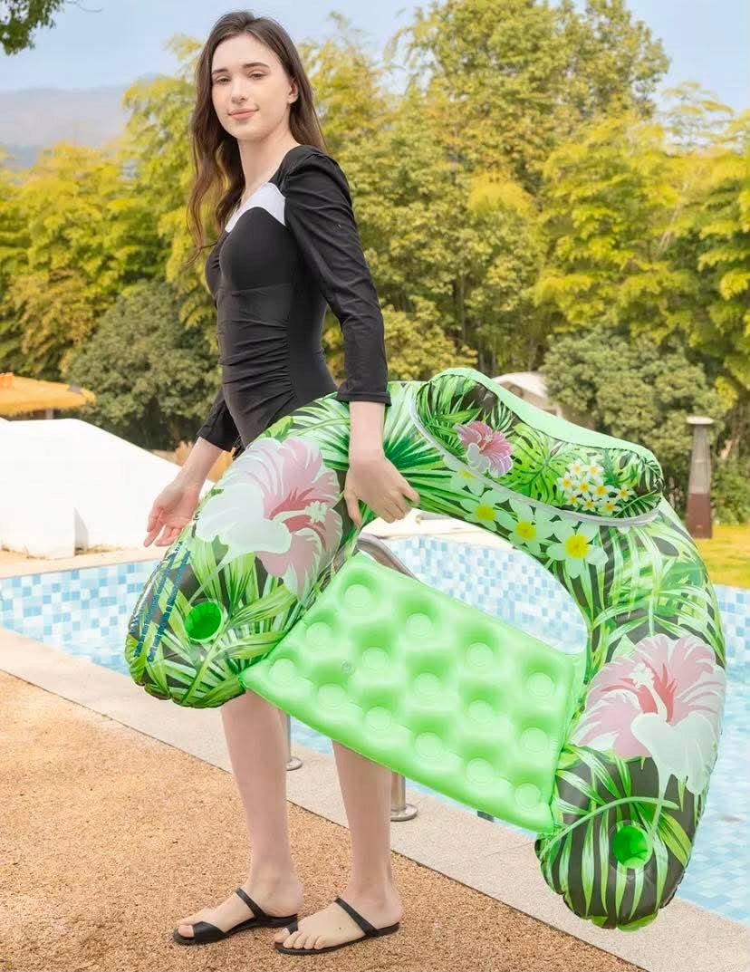 INFLATABLE WATER MATTRESS SUN LOUNGER FOR SWIMMING POOL BEACH LARGE XXL COLORFUL Manufacturer code materac leżak z uchwytami