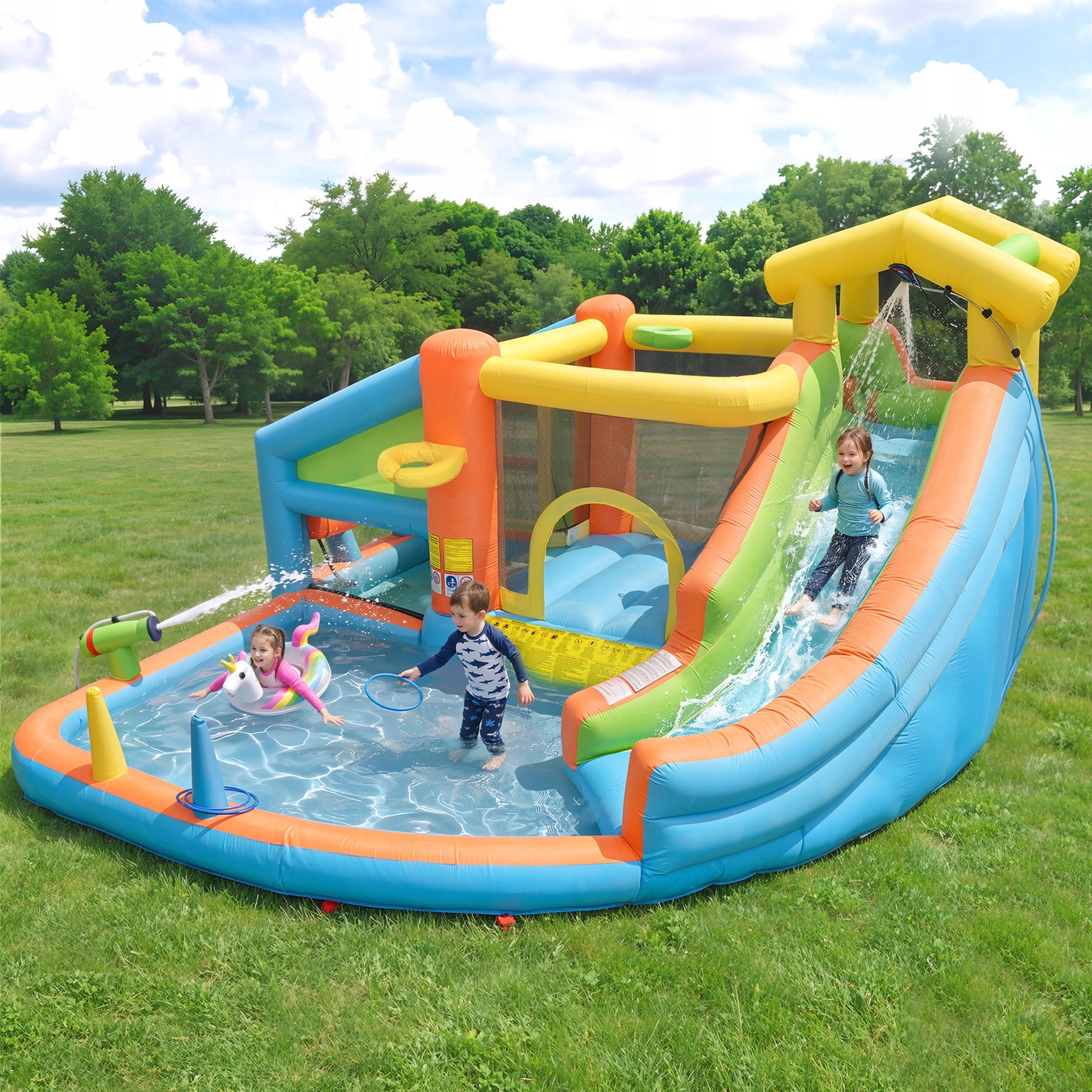 INFLATABLE WATER PARK FOR KIDS SLIDE OBSTACLE COURSE BLOWER CANNON Brand no brand