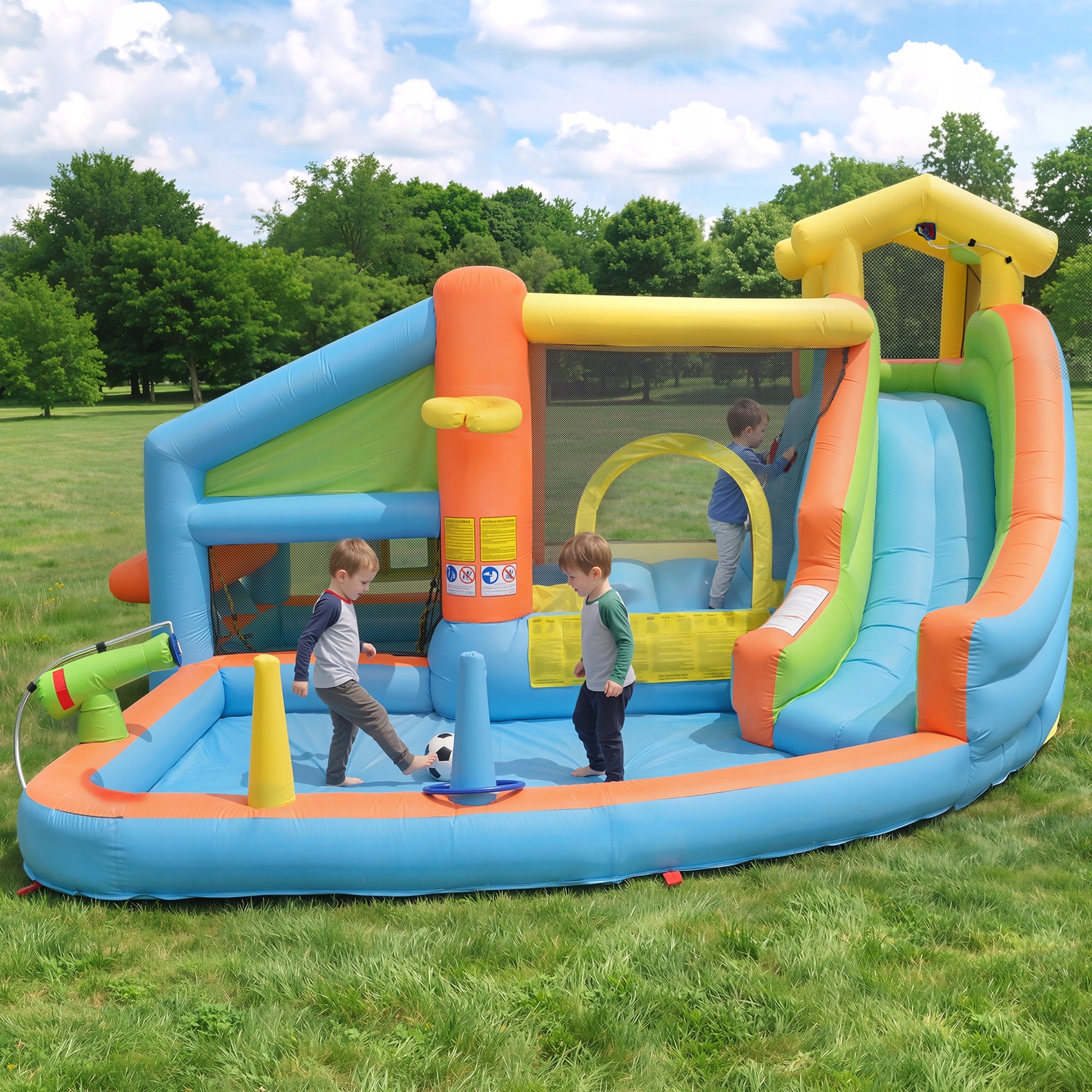 INFLATABLE WATER PARK FOR KIDS SLIDE OBSTACLE COURSE BLOWER CANNON Kind inflatable