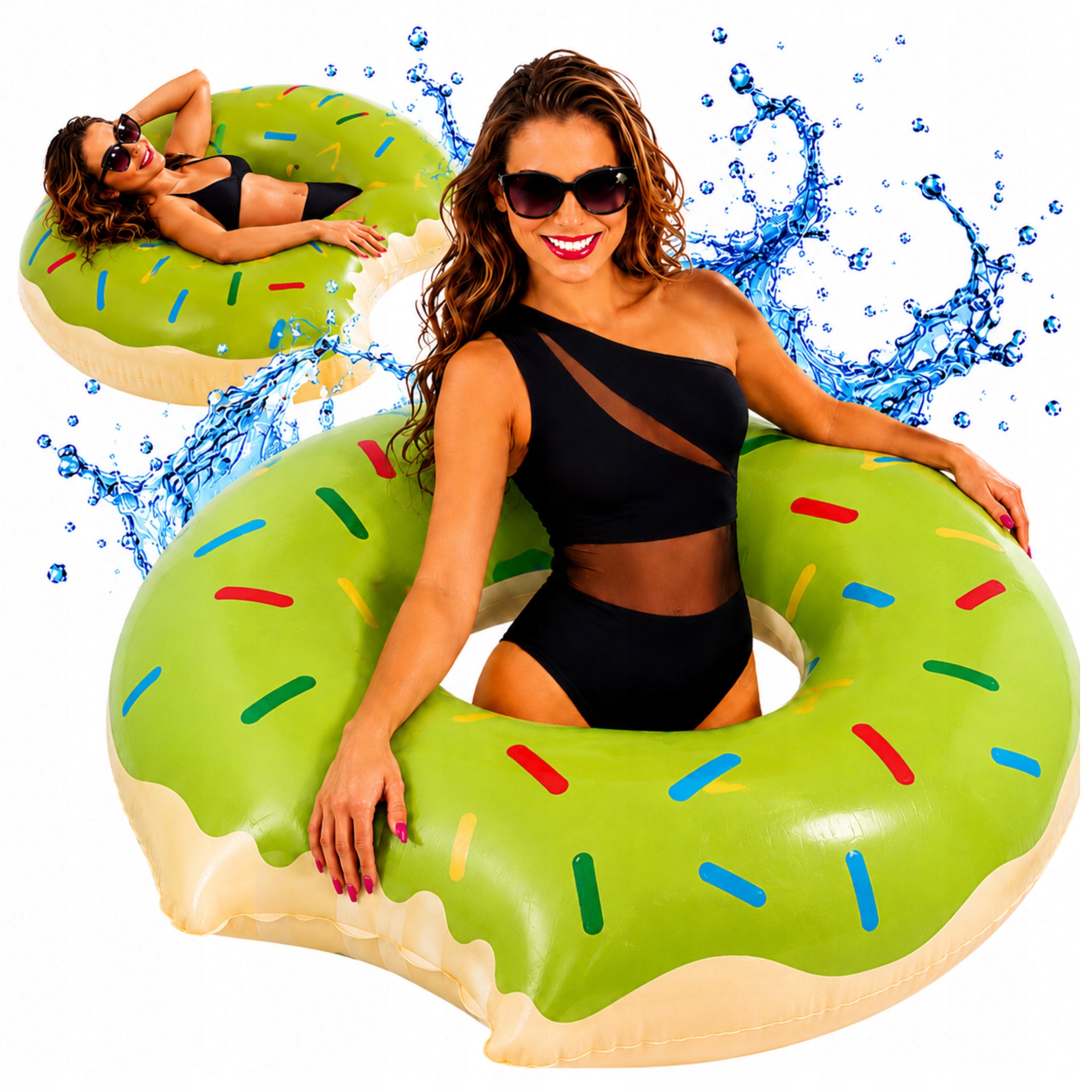 INFLATABLE WHEEL FOR SWIMMING 80 cm POOL WATER WHEEL LARGE pistachio DONUT