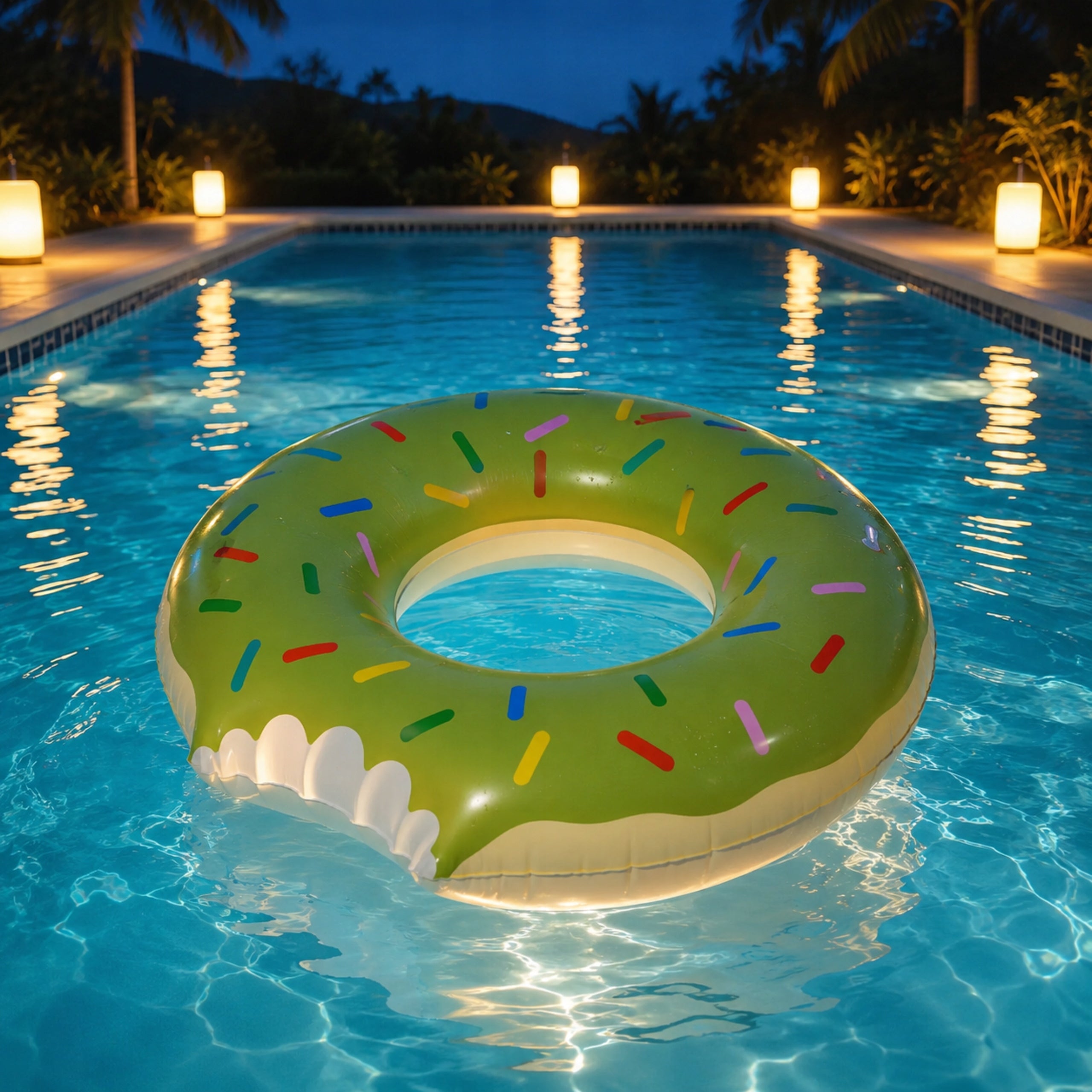 INFLATABLE WHEEL FOR SWIMMING POOL WATER WHEEL LARGE GREEN DONUT 80cm Model koło dmuchane donut ciasto zielone 80cm