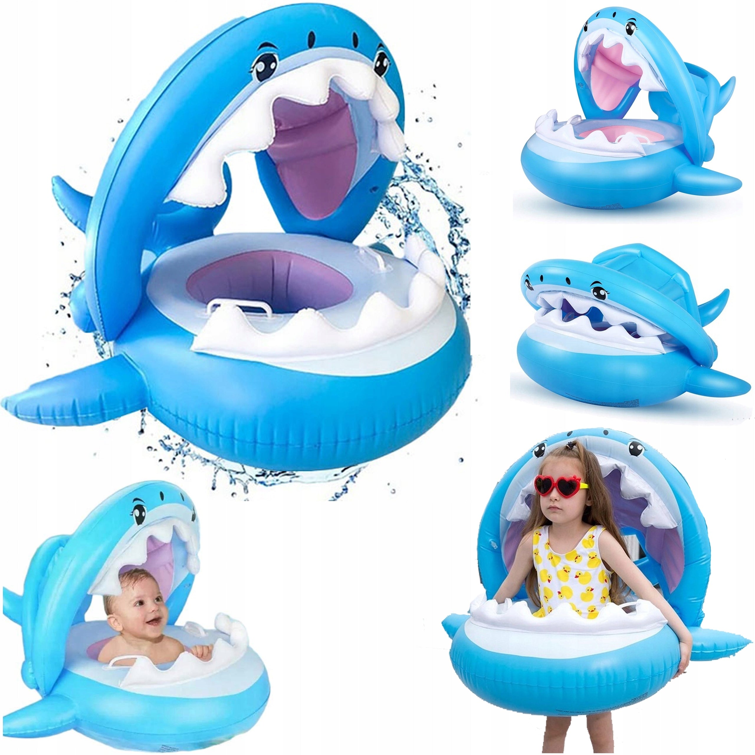 INFLATABLE WHEEL FOR SWIMMING SHARK WITH VISOR MATTRESS PONTOON FOR CHILDREN