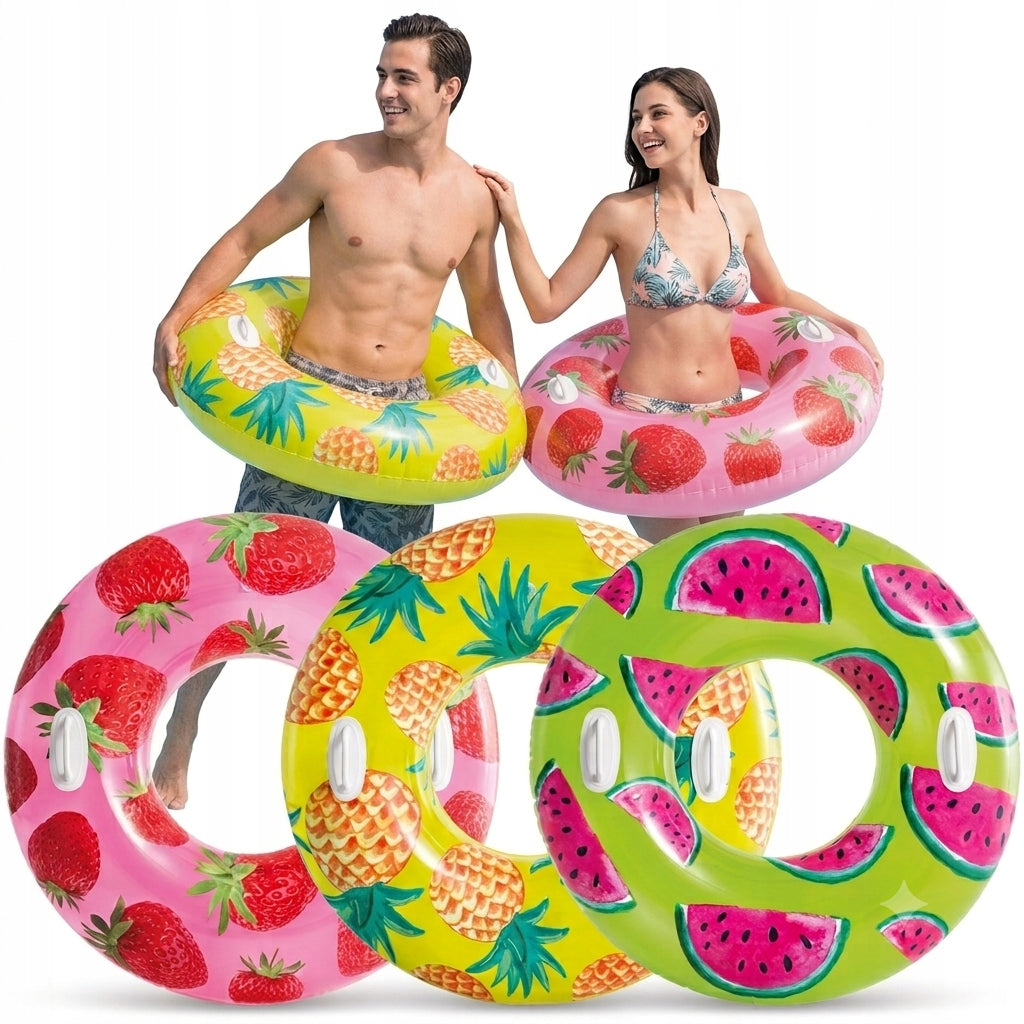 INFLATABLE WHEEL FOR SWIMMING TO THE BEACH POOL, LARGE 107cm HOLIDAY FRUIT PINEAPPLE