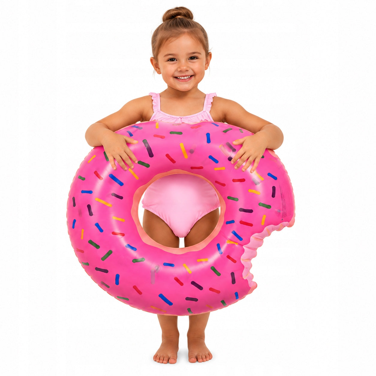 INFLATABLE WHEEL FOR SWIMMING WATER WHEEL LARGE MATTRESS DONUT 90cm PINK Packaging status original