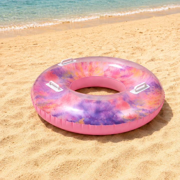 INFLATABLE WHEEL FOR SWIMMING XXL 110CM SWIMMING POOL BEACH HANDLES TIE DYE 90KG Manufacturer code KOŁO RÓŻOWE