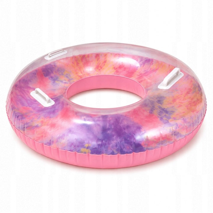 INFLATABLE WHEEL FOR SWIMMING XXL 110CM SWIMMING POOL BEACH HANDLES TIE DYE 90KG