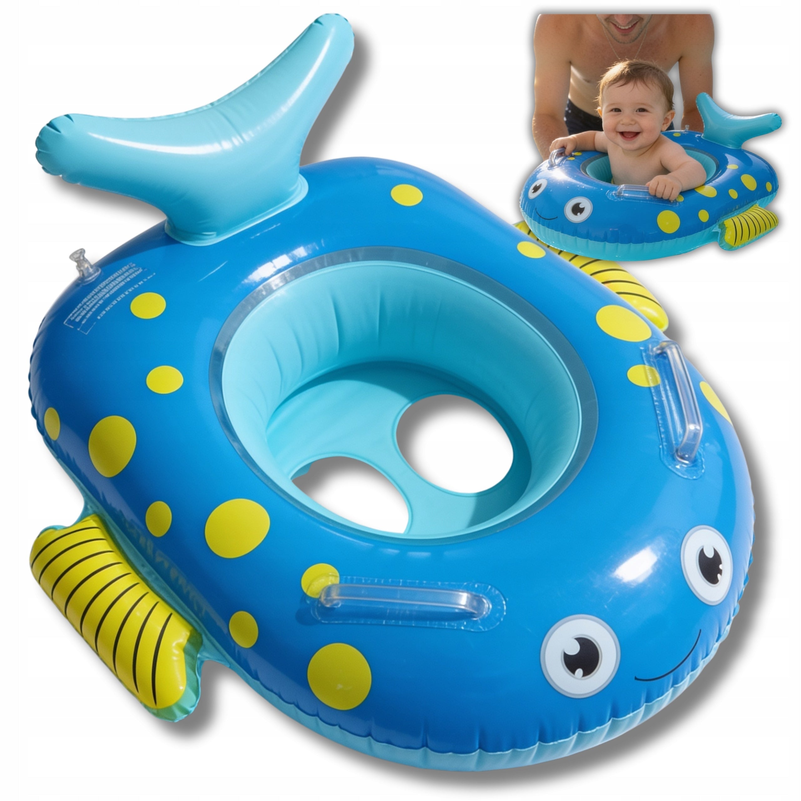 INFLATABLE WHEEL INFLATABLE PONTOON FOR CHILDREN WITH WATER SWIMMING SEAT FISH HANDLE