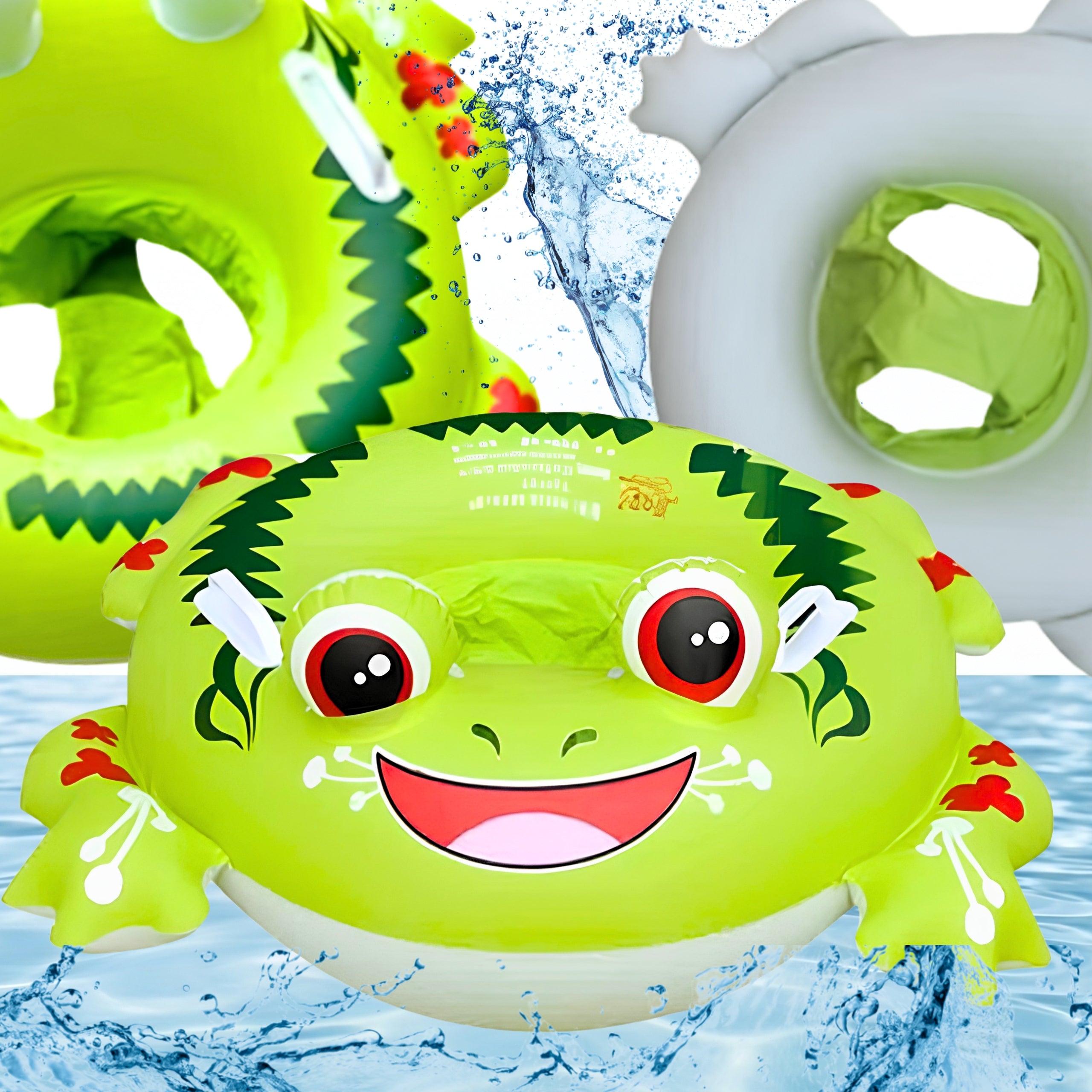 INFLATABLE WHEEL WITH SWIMMING SEAT MATTRESS WITH HANDLES FROG CHILDREN