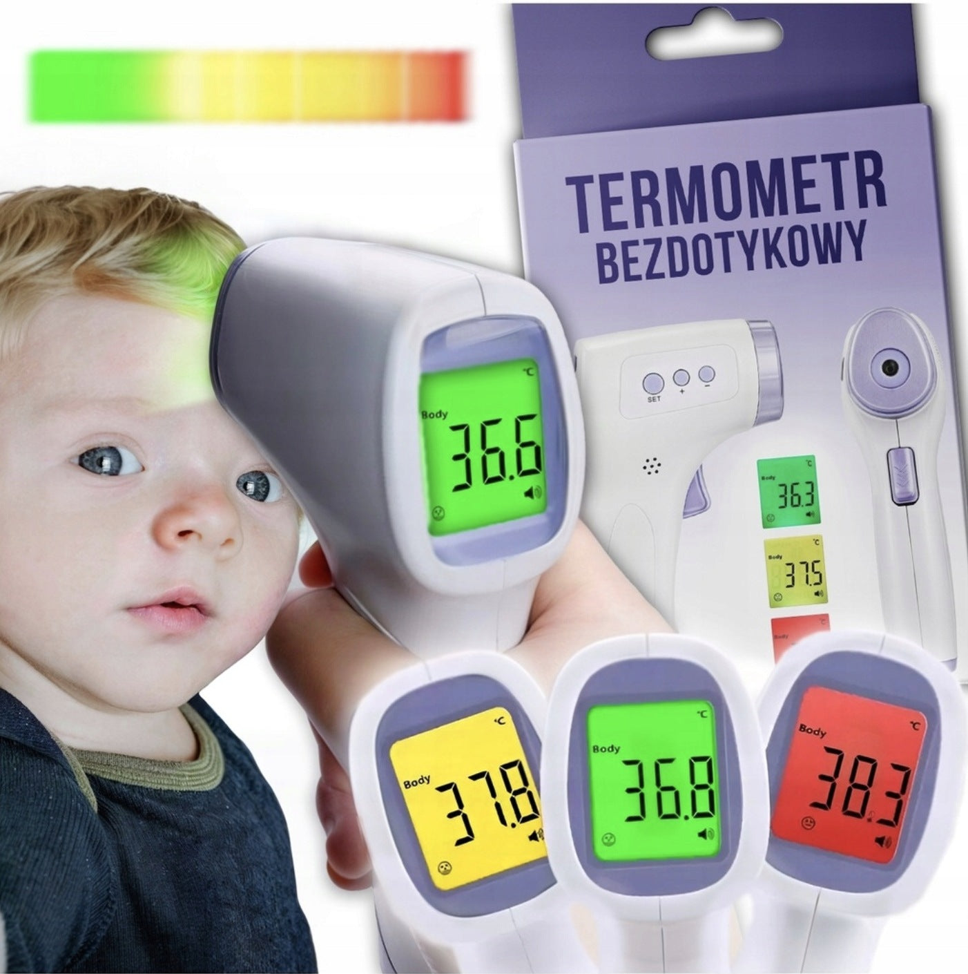 INFRARED MEDICAL NON-CONTACT THERMOMETER ELECTRONIC FOR FOREHEAD AND EAR