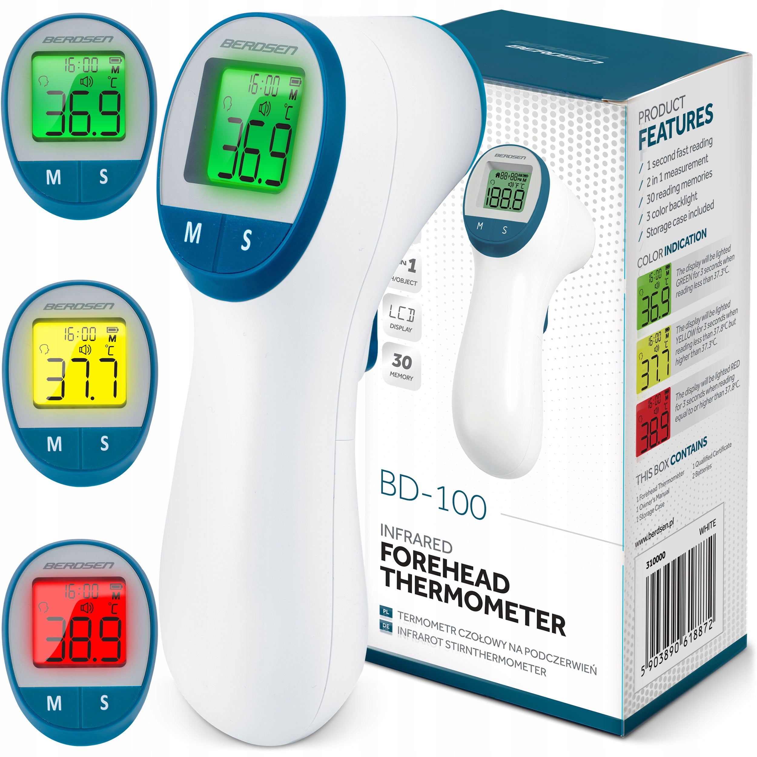 INFRARED NON-CONTACT THERMOMETER ELECTRONIC FEVER ALARM EAN (GTIN) 5903890618872