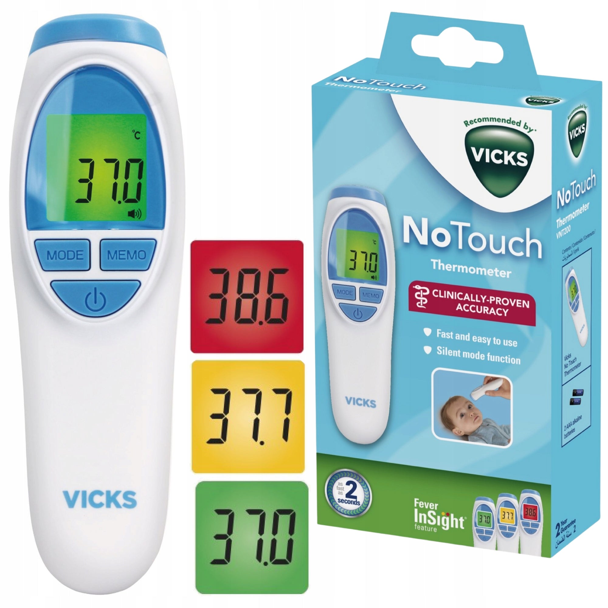 INFRARED NON-CONTACT THERMOMETER MEDICAL ELECTRONIC VICKS VNT200