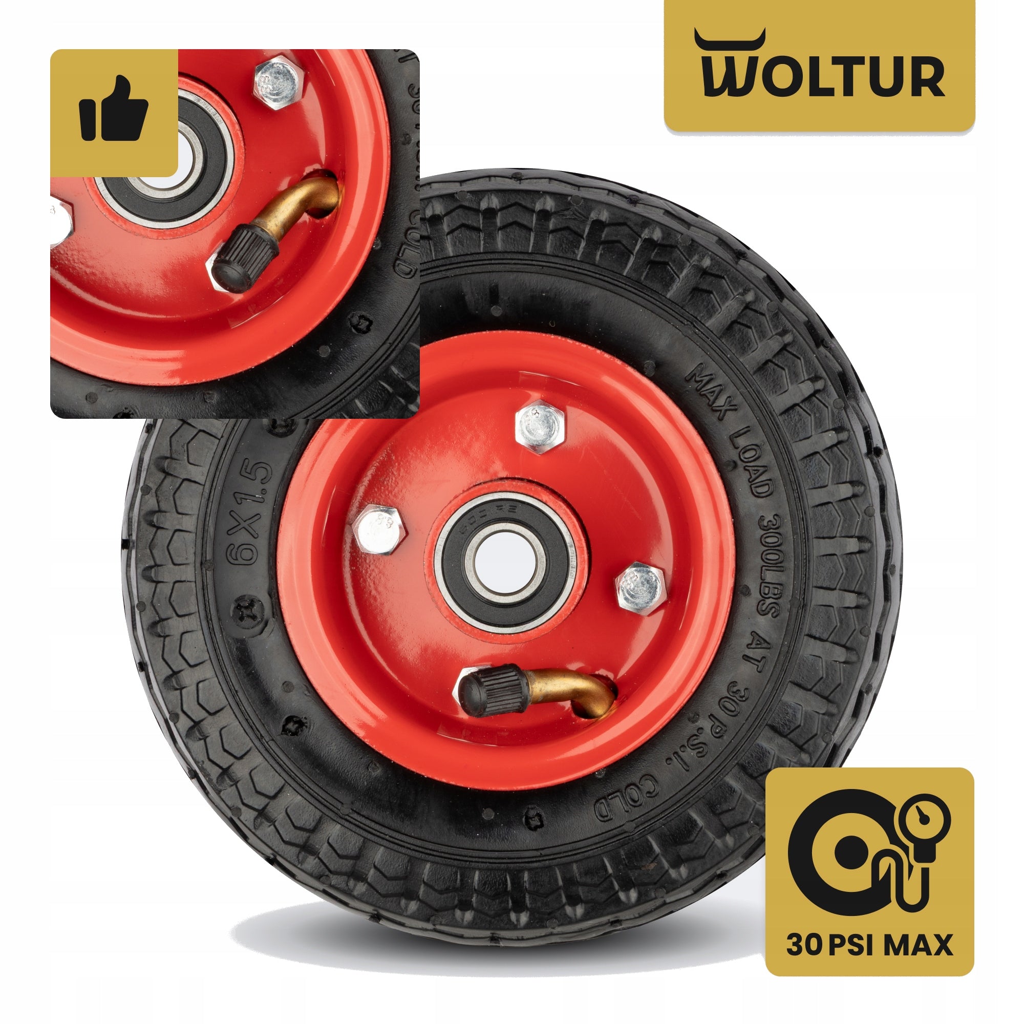 INNER TUBE WHEEL 6x1,5 FOR GRILL TROLLEY MOWER DIAMETER 150 FI 12 MM PUMPED Brand Woltur