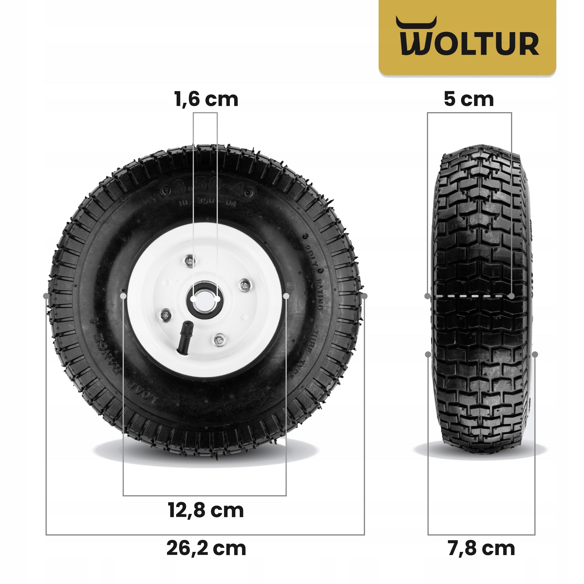 INNER TUBE WHEEL FOR WHEELBARROW TROLLEY 3.50-4 350-4 3504 FI 16 MM PUMPED Manufacturer code KoPn3504-16-02