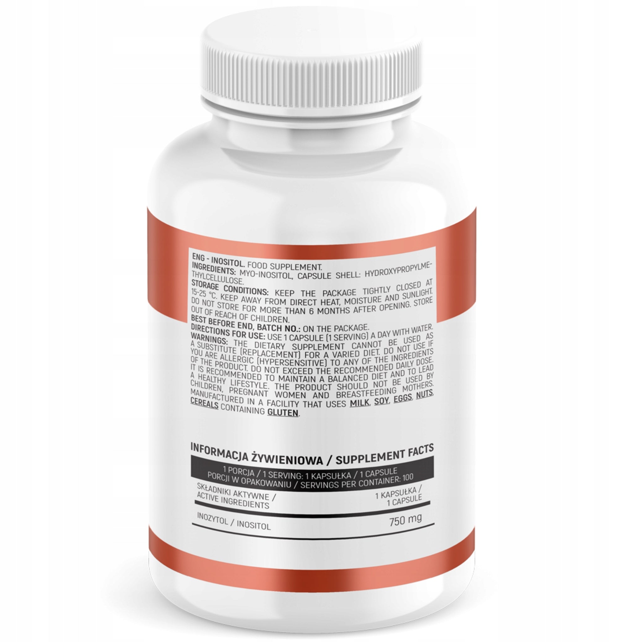 INOSITOL 750mg 100 kap MIO INOSITOL Vitamin B8 MEMORY | INSPORT Manufacturer code myo inozytol UKŁAD NERWOWY SEN NERWY