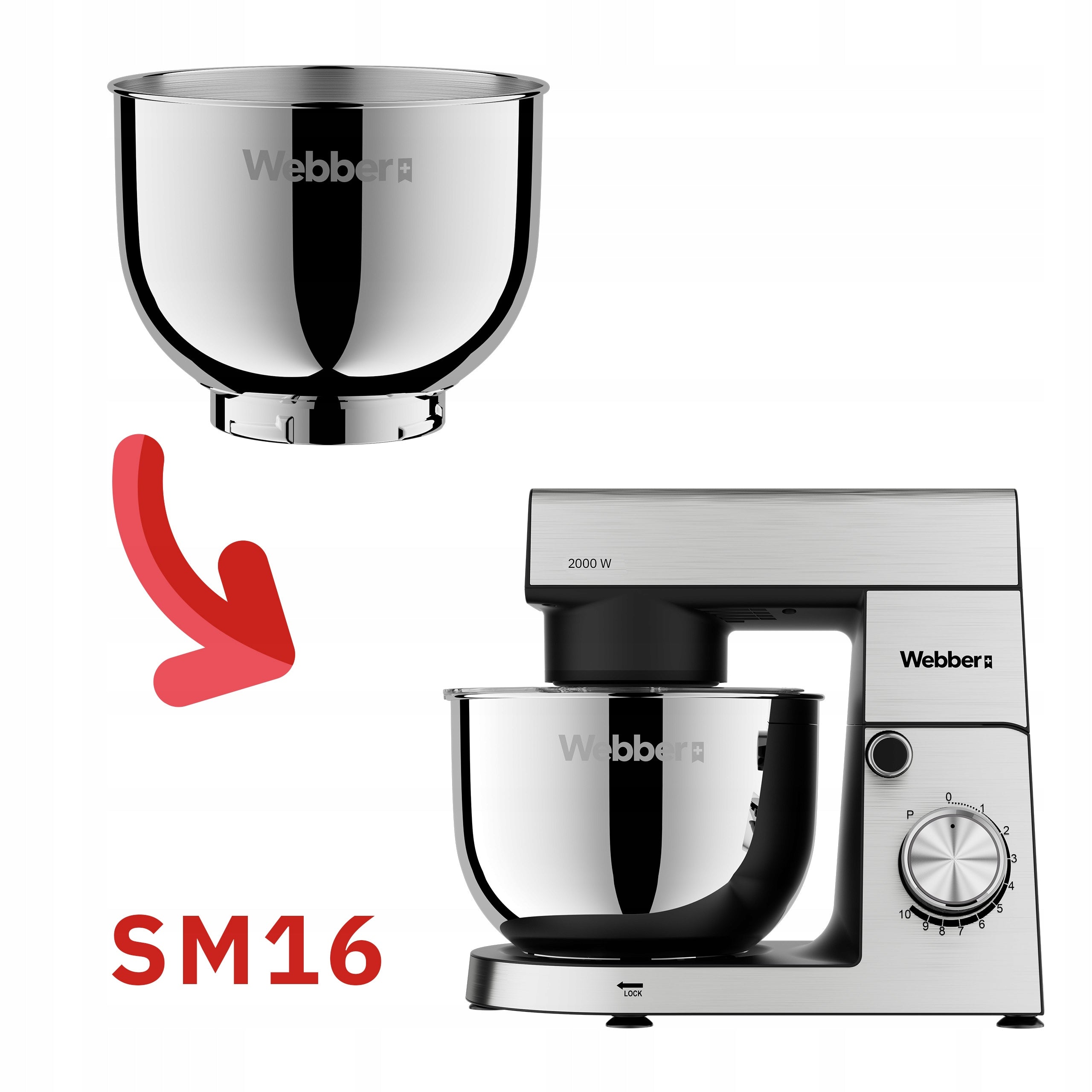 INOX 4L bowl for Webber SM15 and SM16 robot – Original bowl, roomy Manufacturer code 05SM15.16MISAS