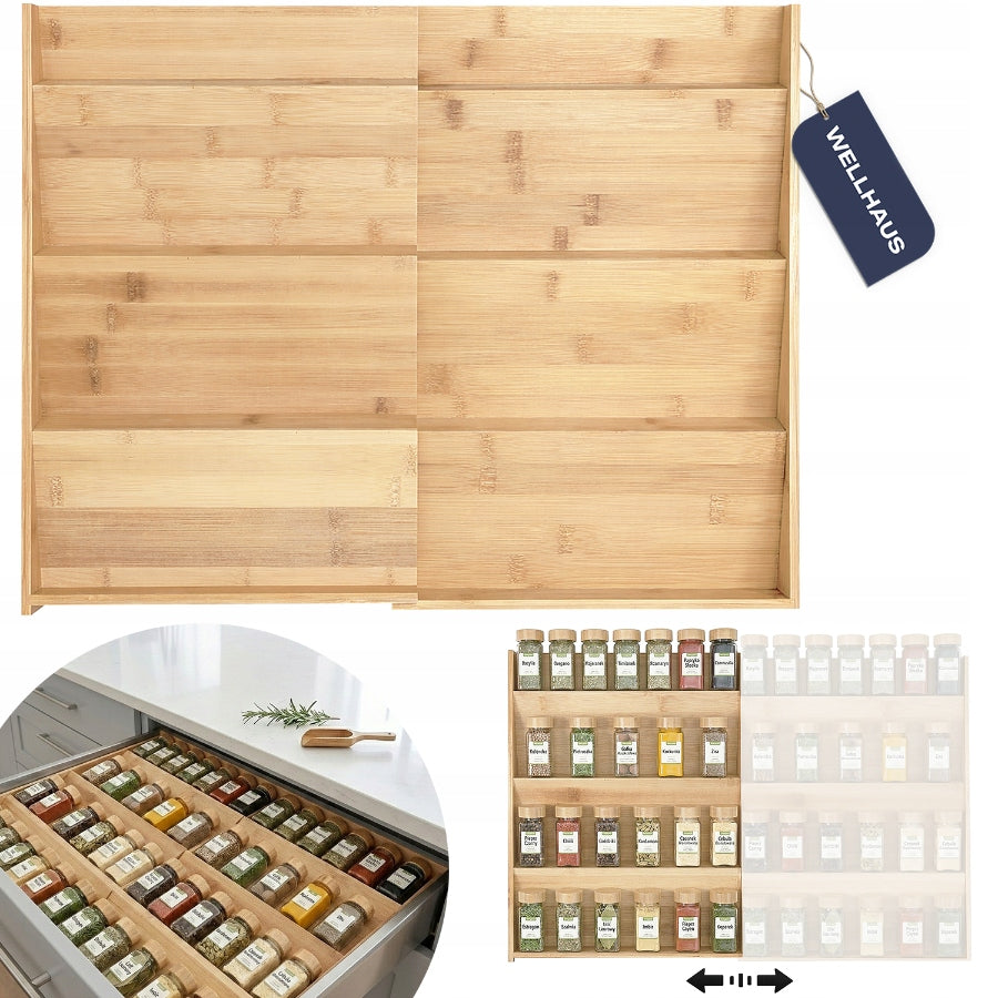 INSERT FOR DRAWER FOR JARS WITH SPICES SLIDING BAMBOO WELLHAUS