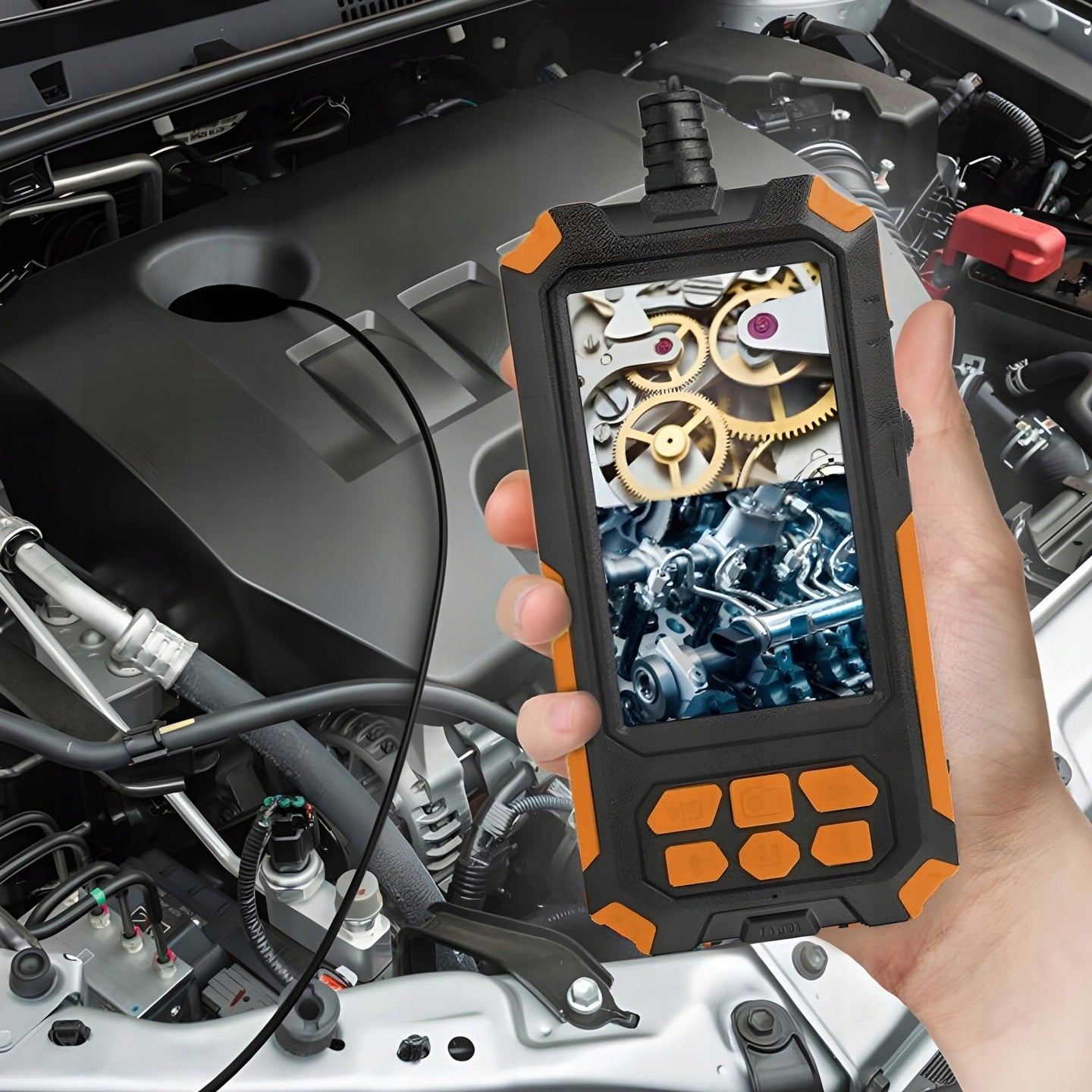 INSPECTION CAMERA DUO FLEXIBLE ENDOSCOPE 5M 9LED 2x FULL HD DISPLAY Manufacturer code Endoskop 5 metrów LED P50