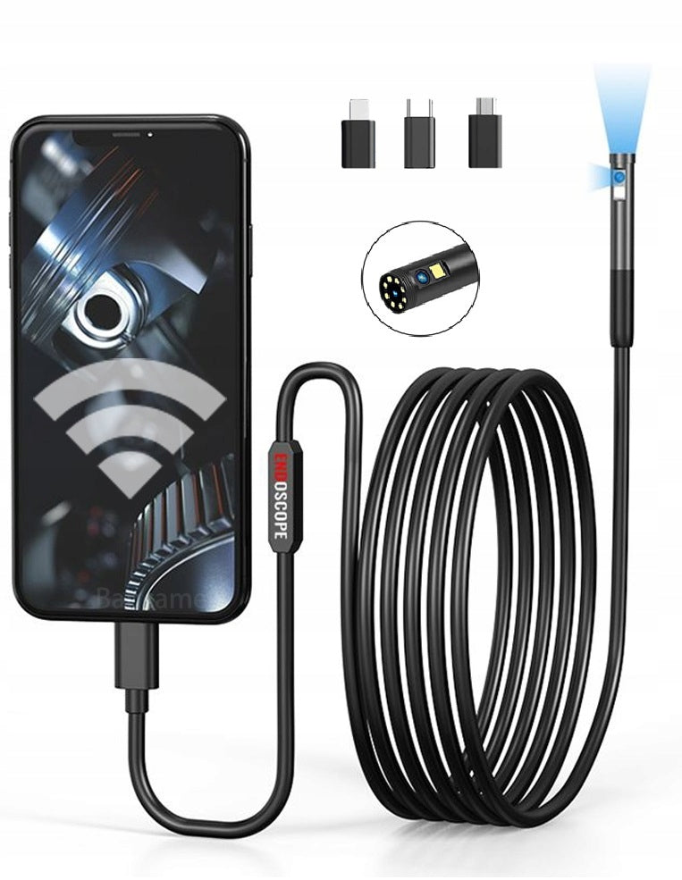 INSPECTION CAMERA ENDOSCOPE DUAL 2x FULLHD APP ANDROID IOS WIFI W300 8mm 3m