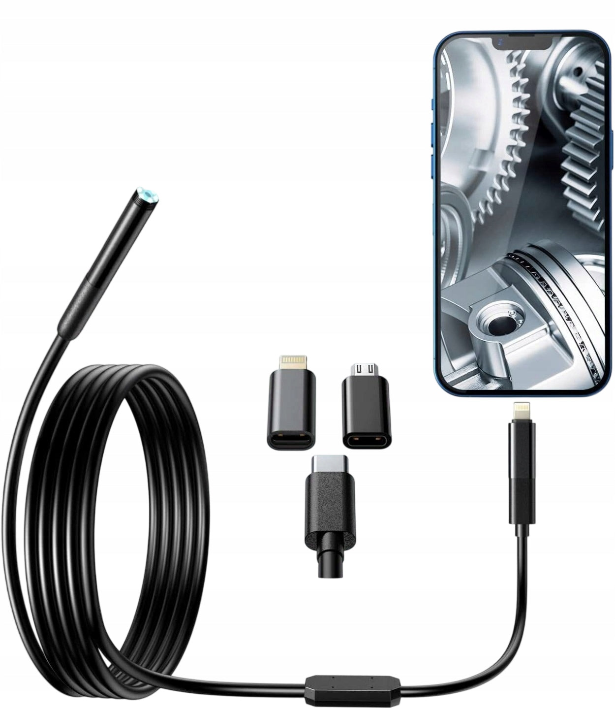 INSPECTION CAMERA ENDOSCOPE DUAL 2x FULLHD APP ANDROID IOS WIFI W300 8mm 3m