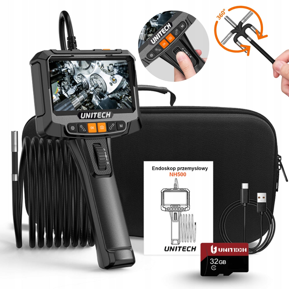 INSPECTION CAMERA WITH 360° ROTATING ENDOSCOPE HEAD + 32GB CARD
