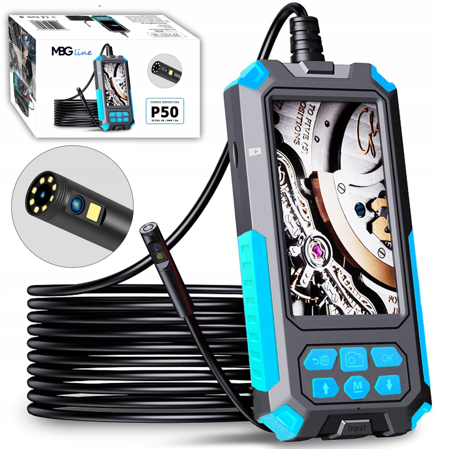 INSPECTION Camera DUO ENDOSCOPE 5M 9LED 2xFULL HD Brand MBG Line